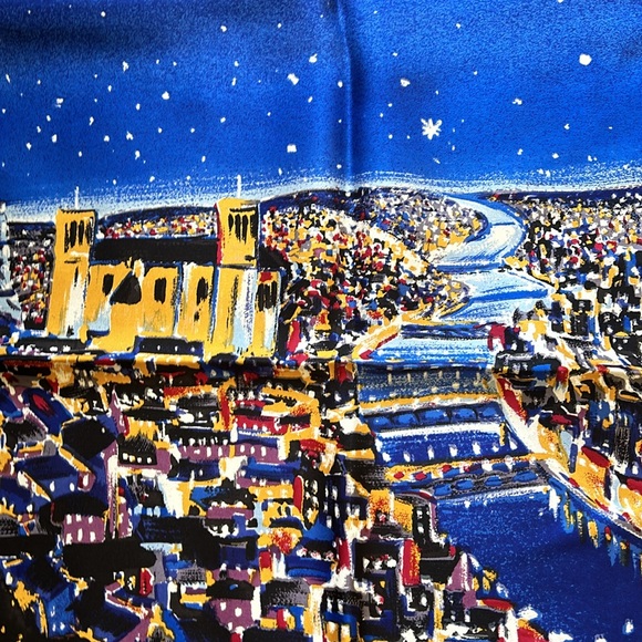Silk scarf from LyonFrance. Gorgeous print of the city! Purchased in France - Picture 2 of 4